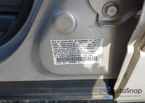 2008 Honda Pilot Ex-L from USA, damaged, VIN 5FNYF28528B027047